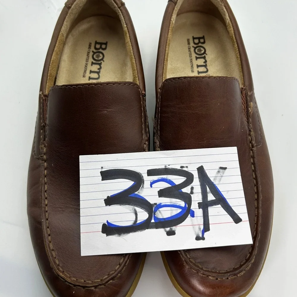 Born Loafers Mens‎ 10.5 Brown Leather Slip On Moc Toe H44116 Business Casual